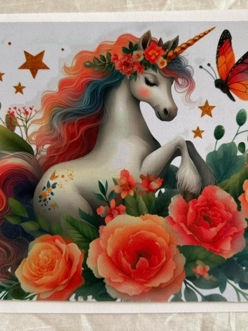 Unicorn Decorative Floral Rainbow Mane Mousepad